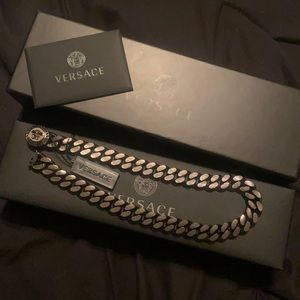VERSACE Gunmetal Medusa Chain Necklace